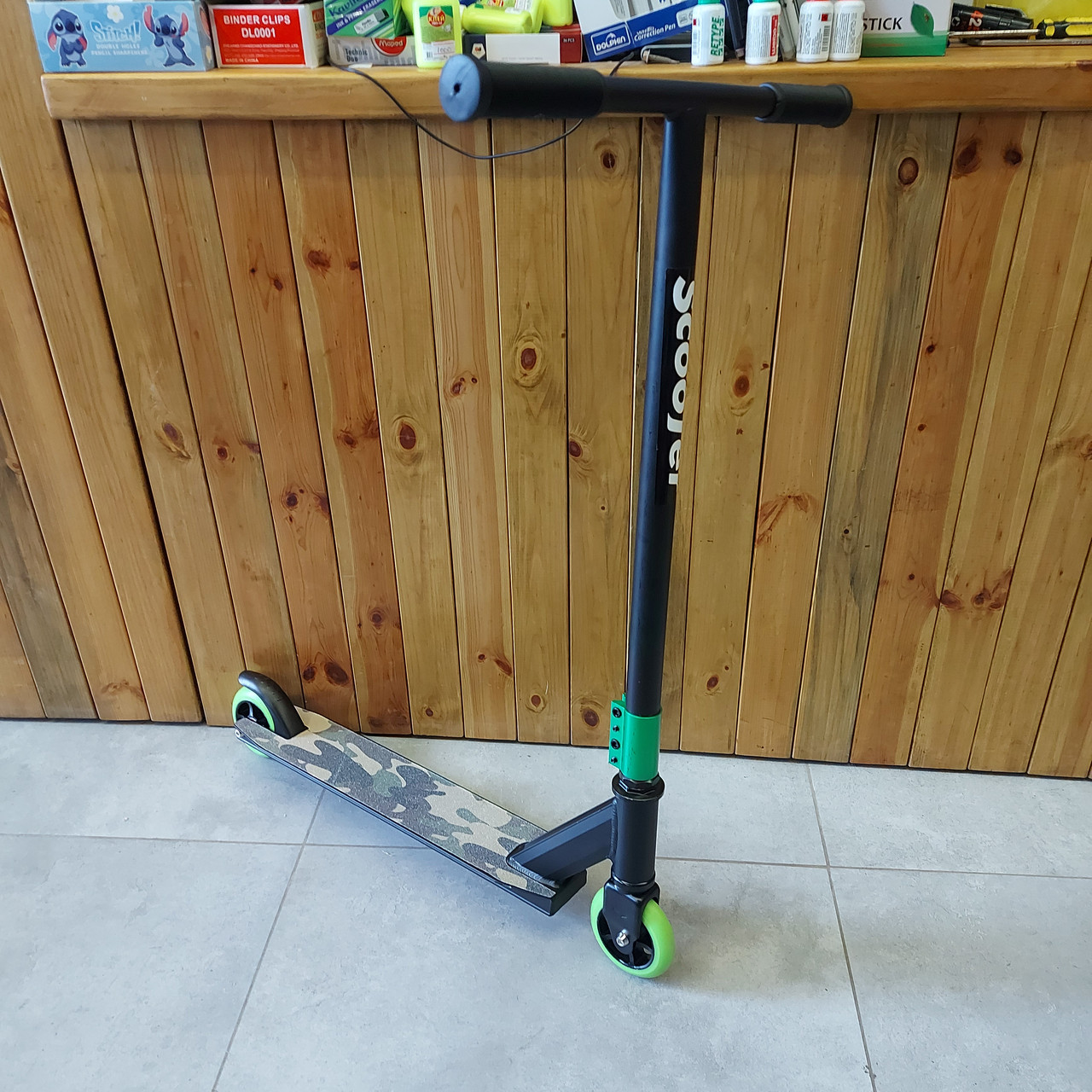 Трюковый самокат "Scooter". Трюковой. Тэшка. Т-образный руль. 100 мм. Хаки.