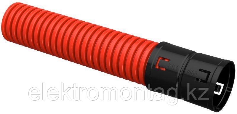 Труба гофрированная двустенная ПНД гибкая d63мм с муфтой красн. (уп.50м)