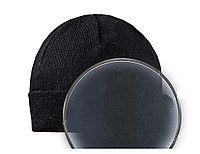 Шапка вязаная 2-х нитка с отворотом (на флисе) черная