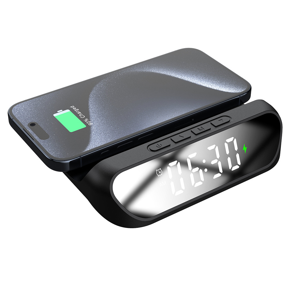 Часы с беспроводной зарядкой Drake 3в1, черный, фото 1