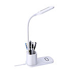 Настольная лампа с беспроводной зарядкой Tenza, белый, фото 2