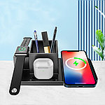 Настольный органайзер Medow c беспроводной зарядкой 15W, черный, фото 3