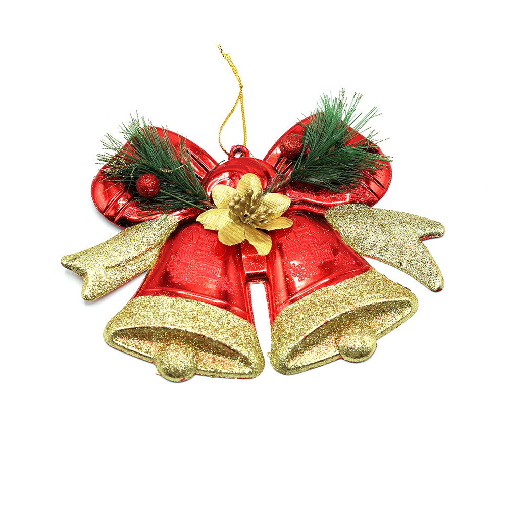 Пластиковое украшение - колокольчики красно-золотистые, красный, фото 1