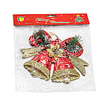 Пластиковое украшение - колокольчики красно-золотистые, красный, фото 2