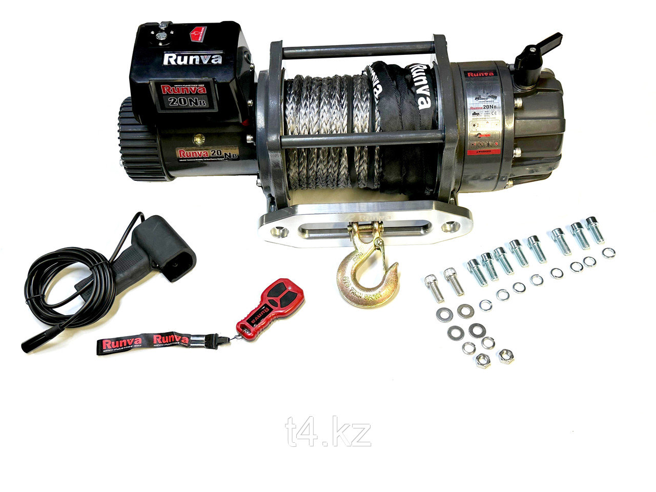 Лебёдка со синтетическим тросом 9072 кг / 20000 lbs 12V - RUNVA