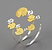 Набор 925пр кольцо Lotus Fun  (ручная работа) изменяемый размер, вес 3.0гр(позолоченное покрытие) cерьги 2,7гр, фото 2