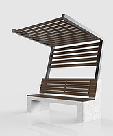 Скамейка из композитного мраморного камня JOTA, c настилом ДПК, модель PALMA