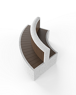 Скамейка из композитного мраморного камня JOTA, c настилом ДПК, модель TWIX