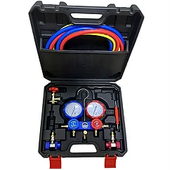 Коллектор манометрический двухвентильный с переходниками Поддерживаемый хладагент/фреон R410 R404 R134a R22