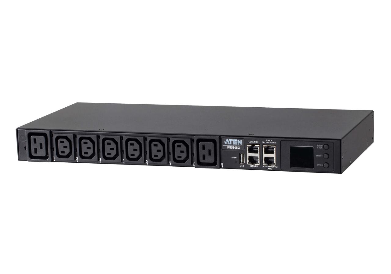32A 8-розеточная 1U 3-фазный PDU с функцией переключения (6 x IEC320 C13+ 2 x IEC320 C19) 7680ВА PG6308G ATEN