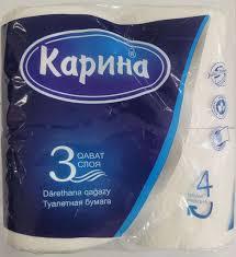 Туалетная бумага Карина 3-х слойная, 4 шт