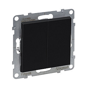 Выключатель двухклавишный Suno 10А 250В безвинт.зажим Антрацит