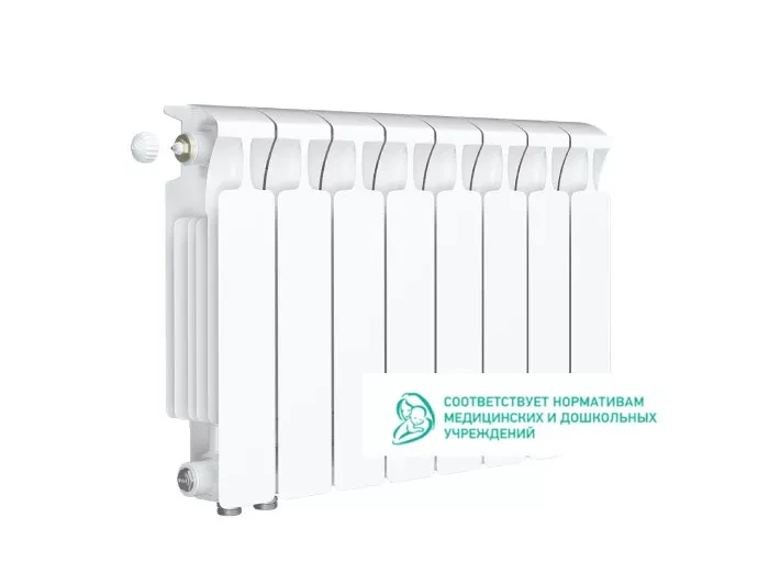 Rifar Monolit Ventil 350 8 секций, нижнее левое подключение (белый)