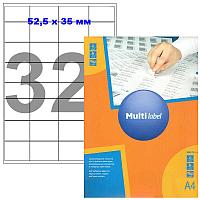 Этикетки самоклеящиеся Multilabel, А4, 52,5 х 35 мм., 32 шт/лист, 100 л.