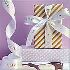Лента подарочная "Love" (Белая с золотым нанесением) 20мм х 1м., фото 3
