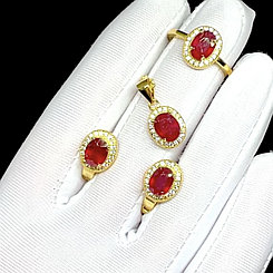 Комплект с натуральными Рубинами 8 мм