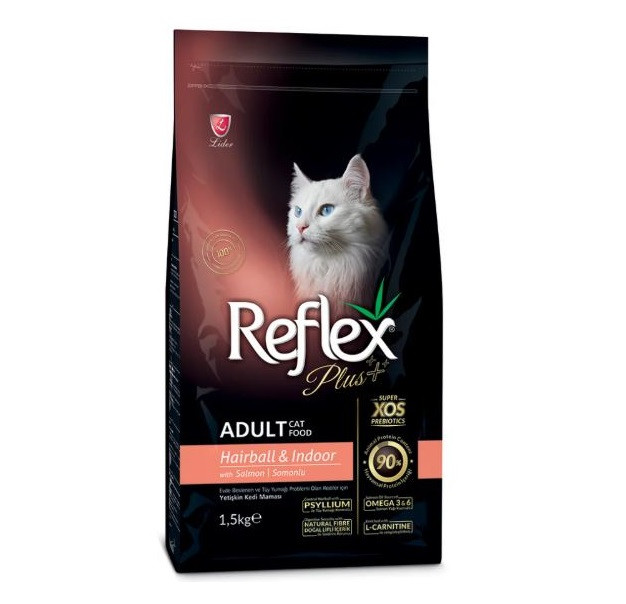 Reflex Plus Cat Hairball Salmon 1.5 кг для вывода шерсти со вкусом лосося, фото 1