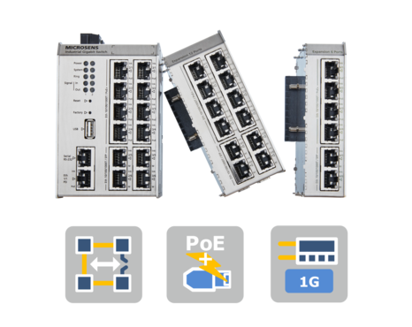 13-портовый модульный коммутатор GbE Industrial Profi Line с поддержкой PoE+