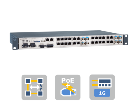25-портовый GBE промышленный линейный коммутатор Profi Line Rack Switch 19'' PoE+