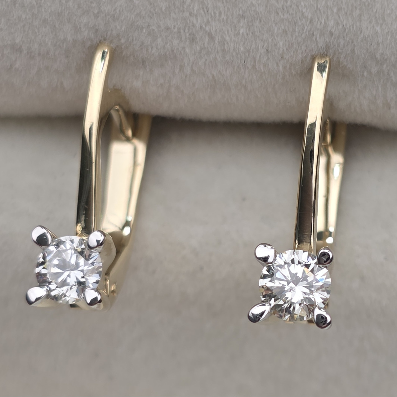 Золотые серьги с бриллиантами 0.46Ct I1/I, VG