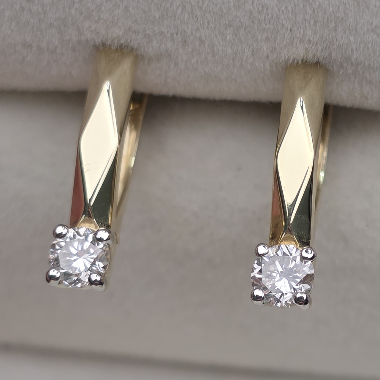 Золотые серьги с бриллиантами 0.46Ct SI2-I1/I, VG, фото 1