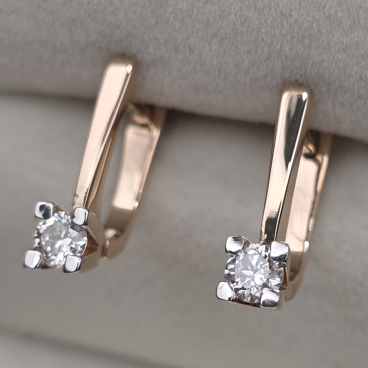 Золотые серьги с бриллиантами 0.46Ct SI2/I, VG, фото 1