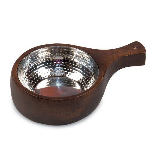 Чашка нержавейка 400 мл для подачи в деревянной подставке, P.L. Proff Cuisine, фото 1