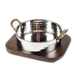 Сковородка Hammered на деревянной подставке, d= 15,5 см, 890 мл, нержавейка, P.L. Proff Cuisine