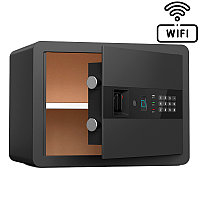 Сейф DELI "AE210" биометрический + электронный замок + ключ + Wi-Fi, 300х400х300 мм, 11 кг, черный
