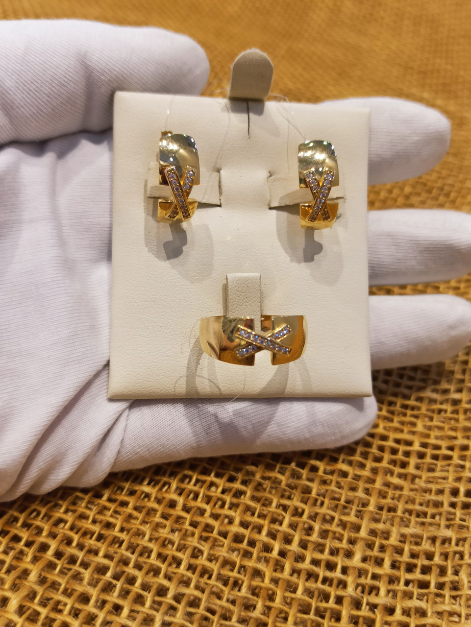 Комплект с цирконами / кольцо - 18 размер ( пр. Абая 141 ), фото 1