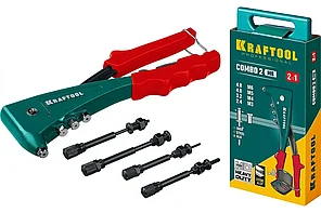 Заклепочник комбинированный литой в кейсе, 2 вида заклёпок, KRAFTOOL Combo2-M6