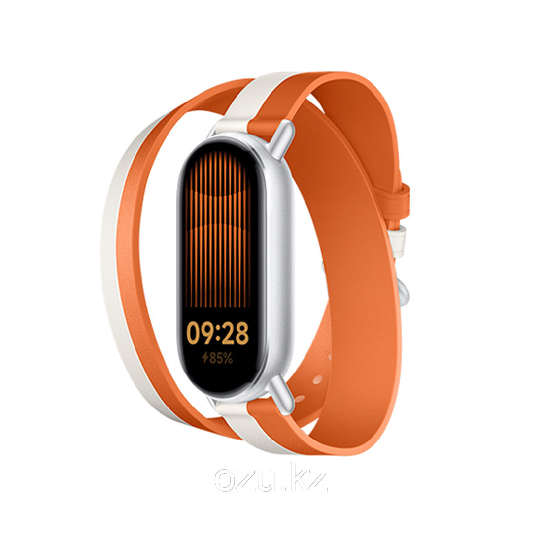 Сменный кожаный браслет Xiaomi Dual-tone Leather Strap White and Orange, фото 1