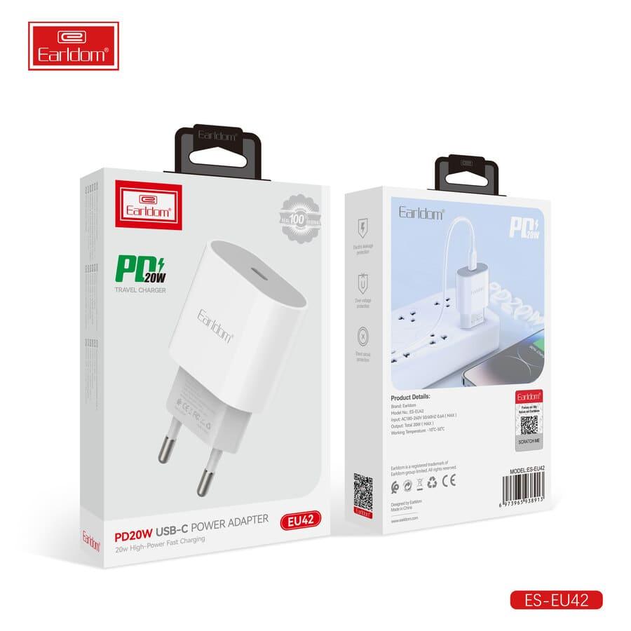 Блок питание USB Type C (сеть) Earldom ES-EU42 C-I с кабелем для Type C-Lighting