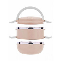 Термоконтейнер Ланч бокс для еды 2 секции Four layers розовый