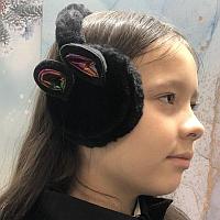 Меховые наушники с ушками зайца 18815-7 черные