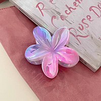 Заколка краб для волос "Гавайский цветок" 8х4 см фиолетово-синяя