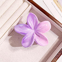 Заколка краб для волос "Гавайский цветок" 8х4 см розово-фиолетовая