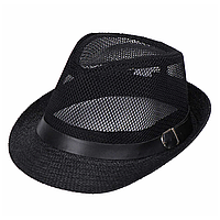 Шляпа летняя сетчатая солнцезащитная соломенная черная