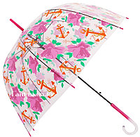 Женский прозрачный Зонт трость полуавтомат из ПВХ пленки, зонт купол