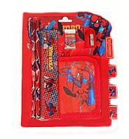 Набор канцтоваров школьный (два простых карандаша, кошелек, ластик, точилка) человек паук