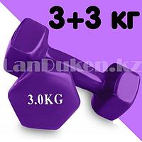Комплект гантелей с виниловым покрытием для фитнеса 3 кг в ассортименте