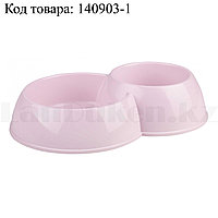 Миска для кошек и собак двойная М6970 розовая