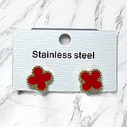 Серьги гвоздики Клевер 3 цвета мед сталь, фото 2