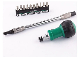 Отвертка с битами и гибким удлинителем