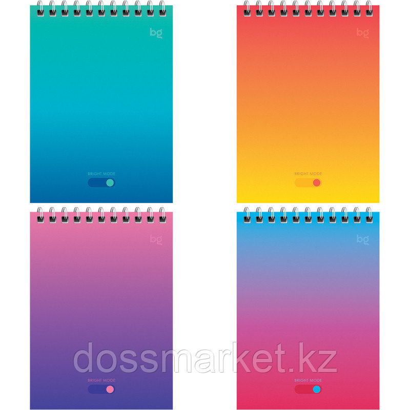 Блокнот BG "Bright monocolor" на спирали, А6, 60 листов в клетку