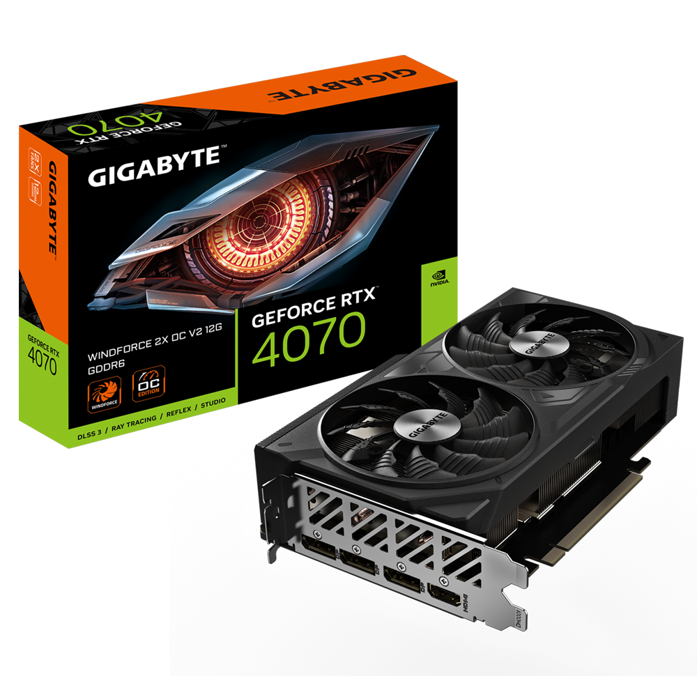 Видеокарта GIGABYTE GeForce RTX 4070 WINDFORCE 2X OC V2 (GV-N4070WF2OCV2-12GD)