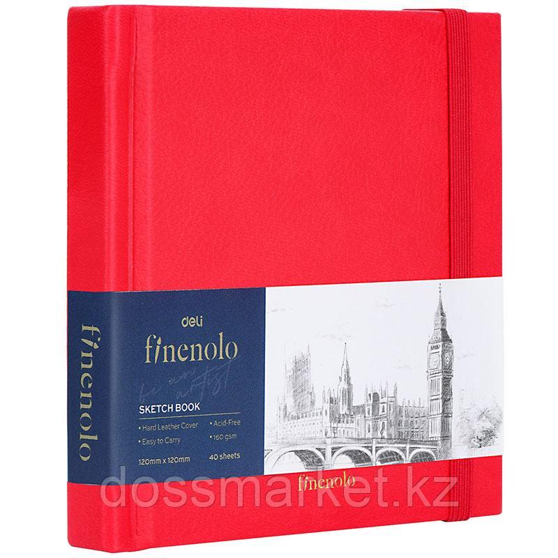 Скетчбук DELI "Finenolo ", 12 х 12 см, 40 л., 160 г/кв.м., красный