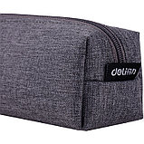 Пенал 1 отделение Deli, 190х50х50 мм, на молнии, серый, фото 5