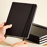Ежедневник недатированный Deli, А5, 160 страниц, кожзам, на резинке, черный, фото 4