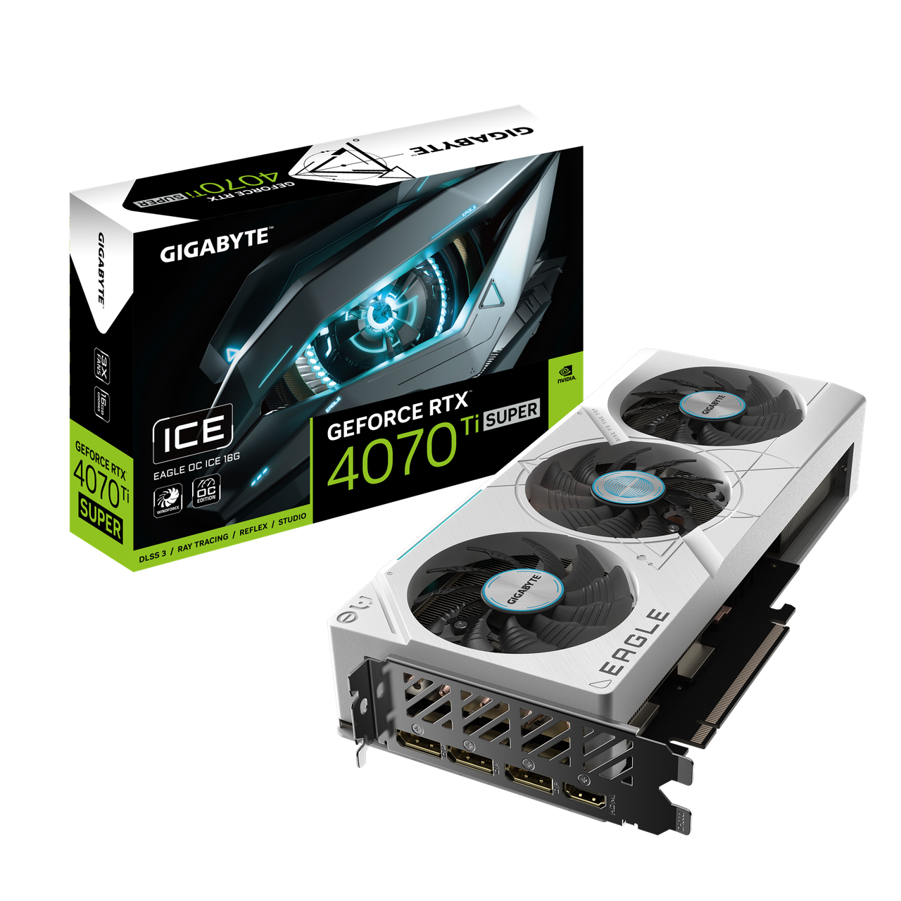 Видеокарта GIGABYTE GeForce RTX 4070 Ti SUPER EAGLE OC ICE (GV-N407TSEAGLEOCICE-16GD)